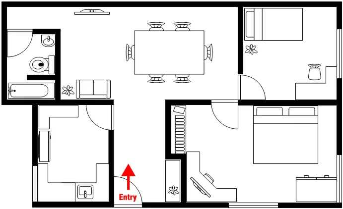 Prepared Floor plan for bagua Map with Entry