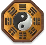 Octagonal Bagua mirror with a Yin-Yang symbol and eight trigrams on a golden background, a key Feng Shui tool.