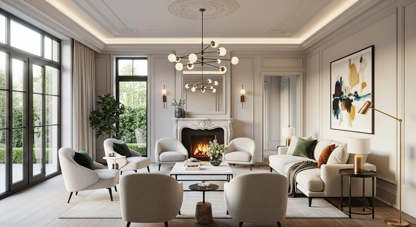Balanced home interior showing Five Elements Feng Shui cures.