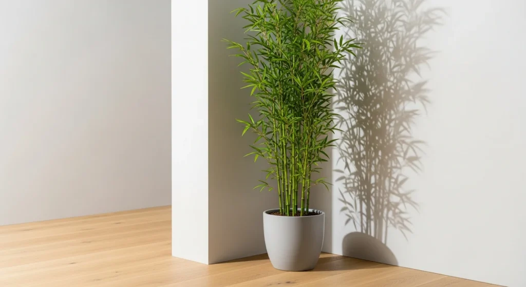 Vibrant Dracaena sanderiana bamboo plant Feng Shui cure.