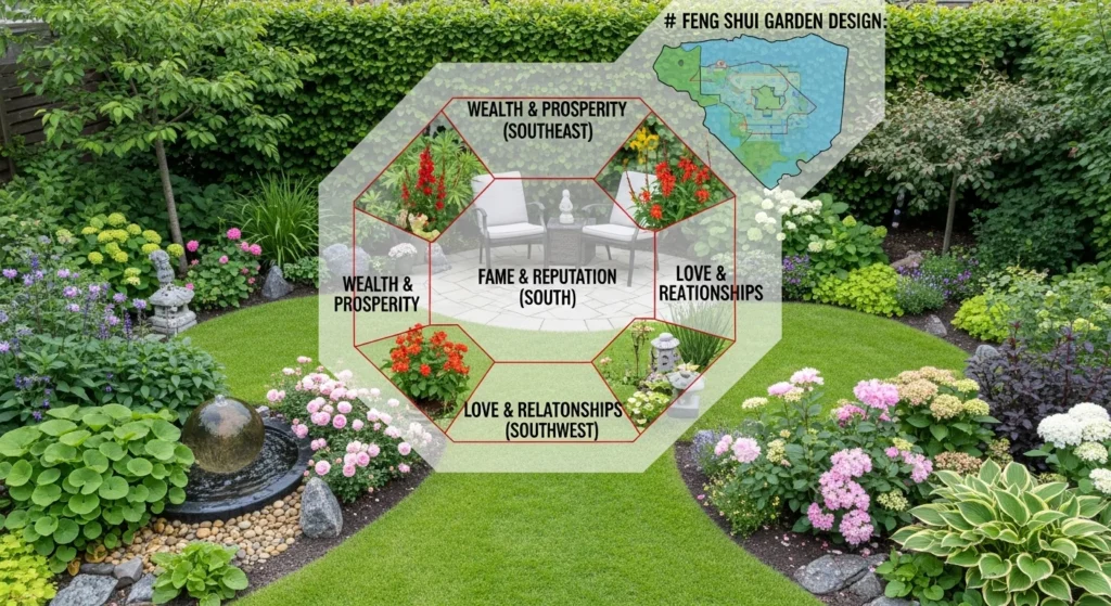 Jardín casero con reglas de feng shui