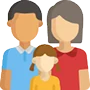 Family icon: man, woman, and child. Represents relationships and personal connections for BaZi analysis.