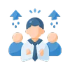 Blue icon of three figures with upward arrows, symbolizing personal growth and potential insights from BaZi five elements analysis.
