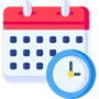 Red calendar and blue clock icon, representing birth date and time for a BaZi destiny calculation